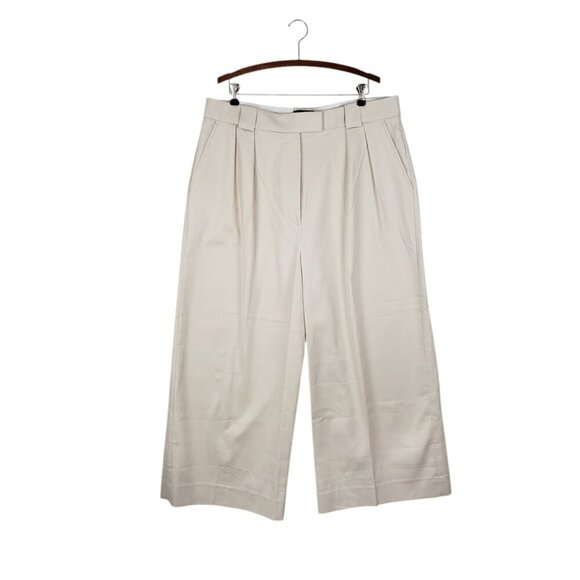 NWT Banana Republic Cruise Cropped Pant Cream Khaki Wide Leg Trousers Size 18L - Picture 1 of 9